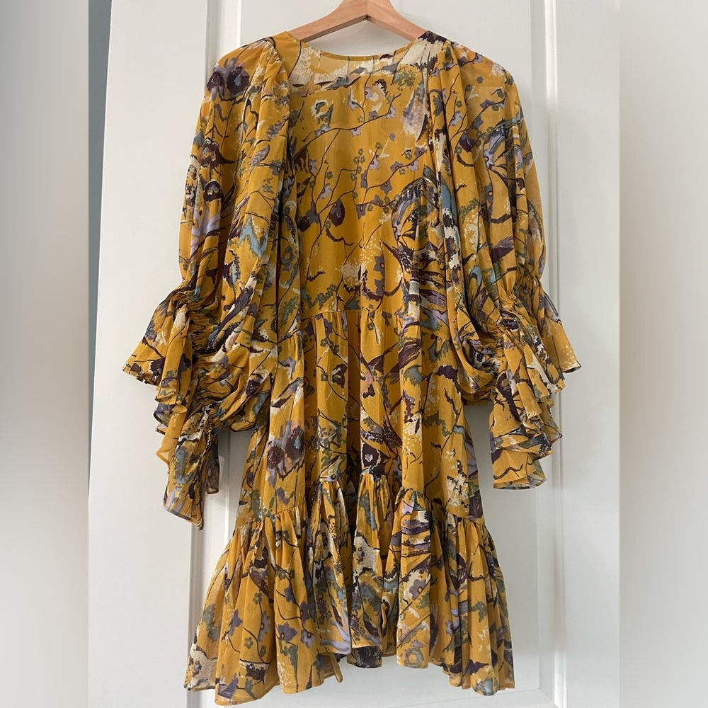 Ted Baker Yellow Melda Tiered mini dress